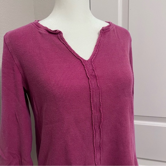 Anthropologie Pilcro thermal long sleeve women’s waffle knit split hem top small - Picture 2 of 16